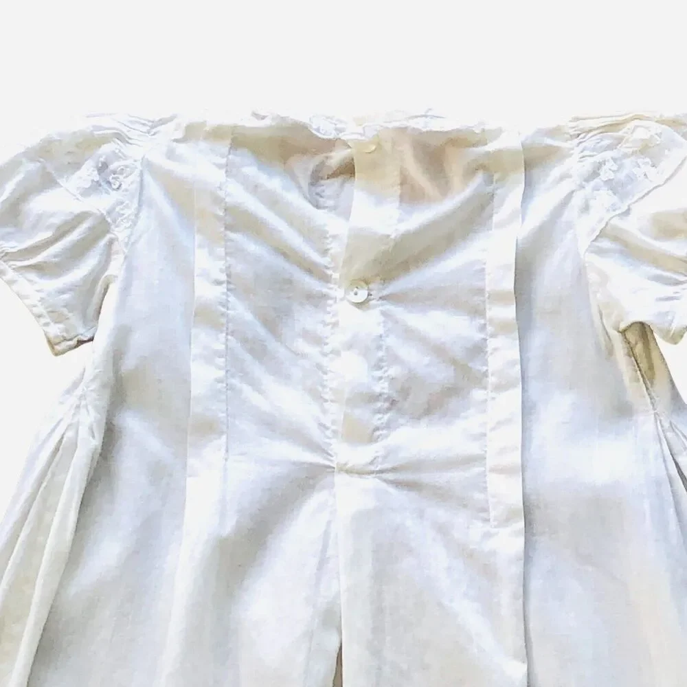 VTG Baby Christening 2 Piece -Gown And Slip Handmade Cotton Lace Baptismal Gown